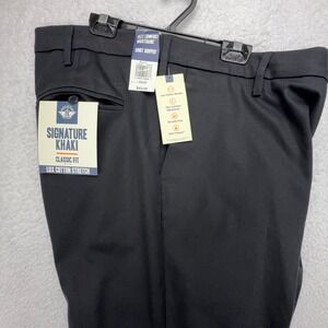 Dockers Signature Khaki‎ Classic Fit Lux Cotton Stretch Pants Black 42x32 NWT